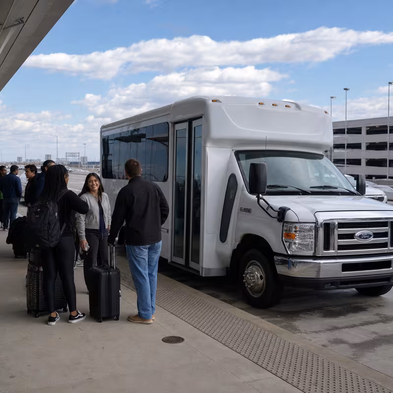 Black Mercedes Sprinter van staged for an Omaha Airport Transportation group