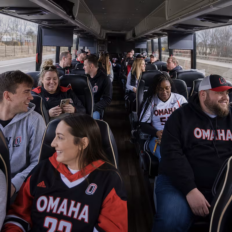Passenger seating aboard a Omaha party bus rental