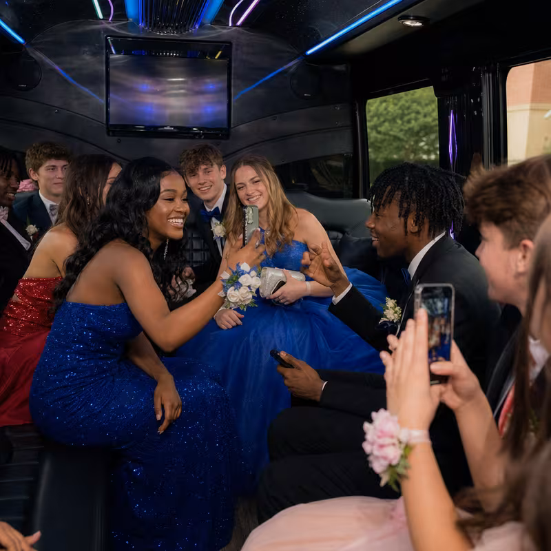 Black Mercedes Sprinter van staged for an Omaha Prom & Homecoming Transportation group