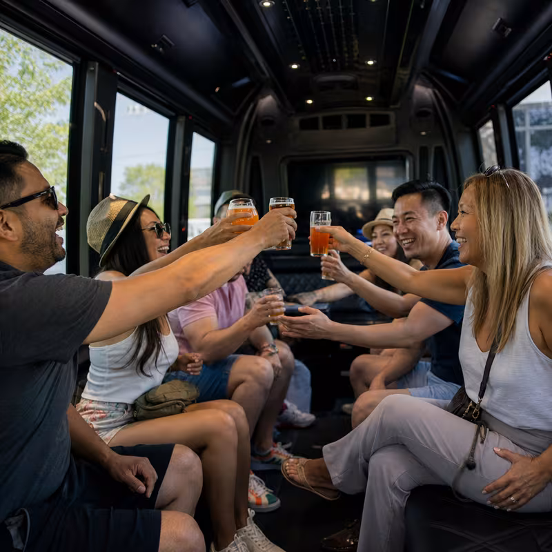 Black Mercedes Sprinter van staged for an Omaha Winery & Brewery Tour Transportation group
